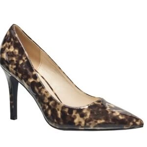 Halston Gayle Tortoiseshell Patent Pointed-Toe Pumps Size 6